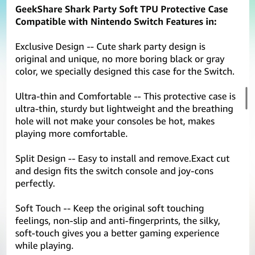 GeekShare Nintendo Switch Cover Case-  Shark Party - Picture 8 of 8